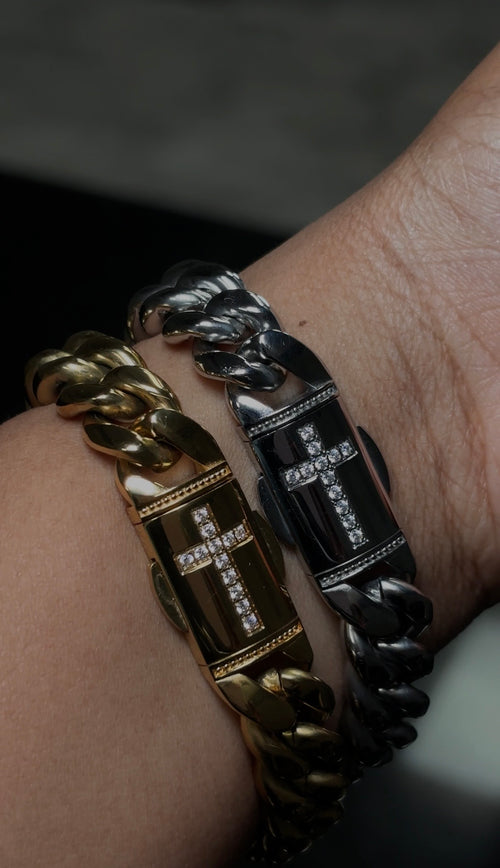 Christ Cross Cuban link bracelet