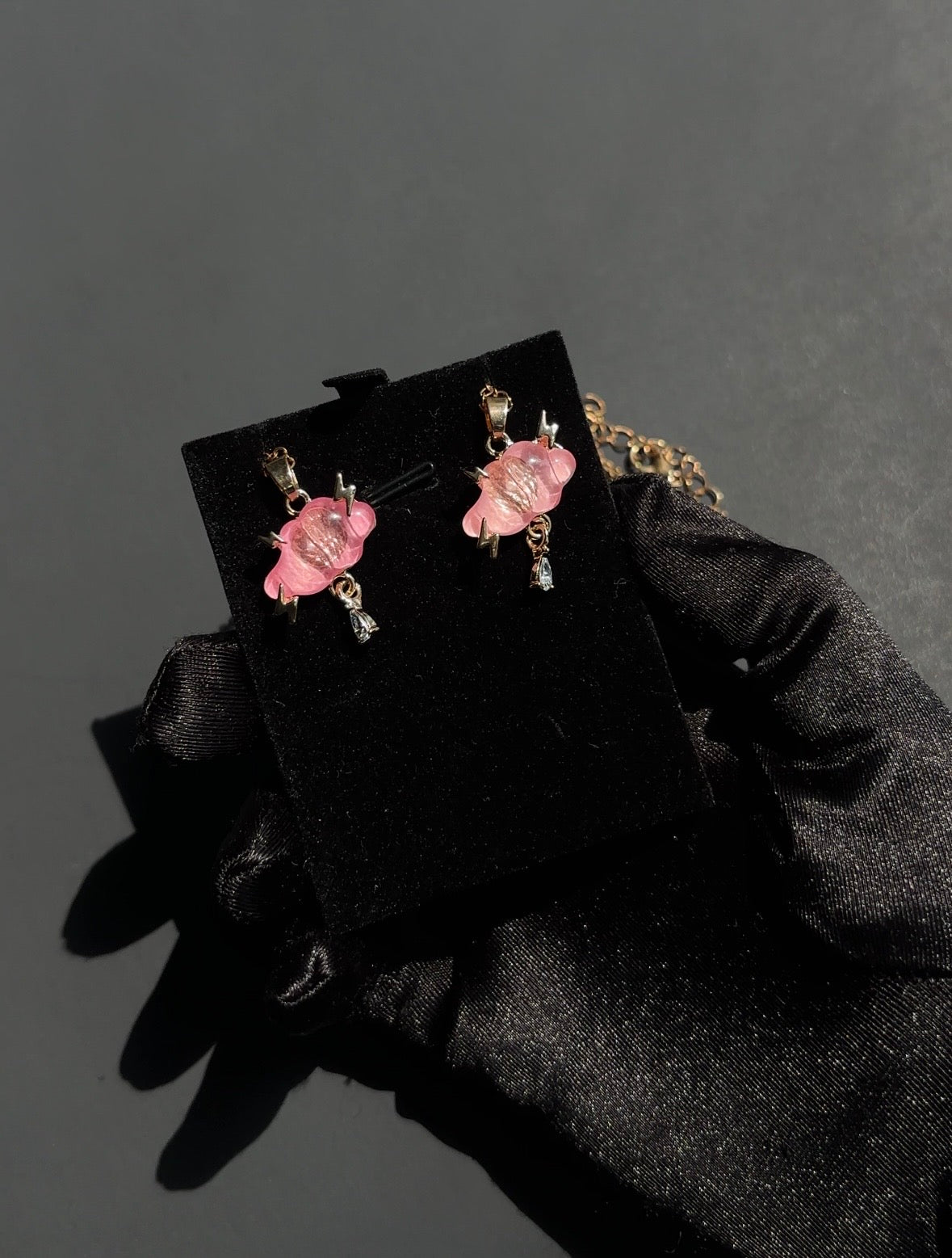 Necklace: pink clouds